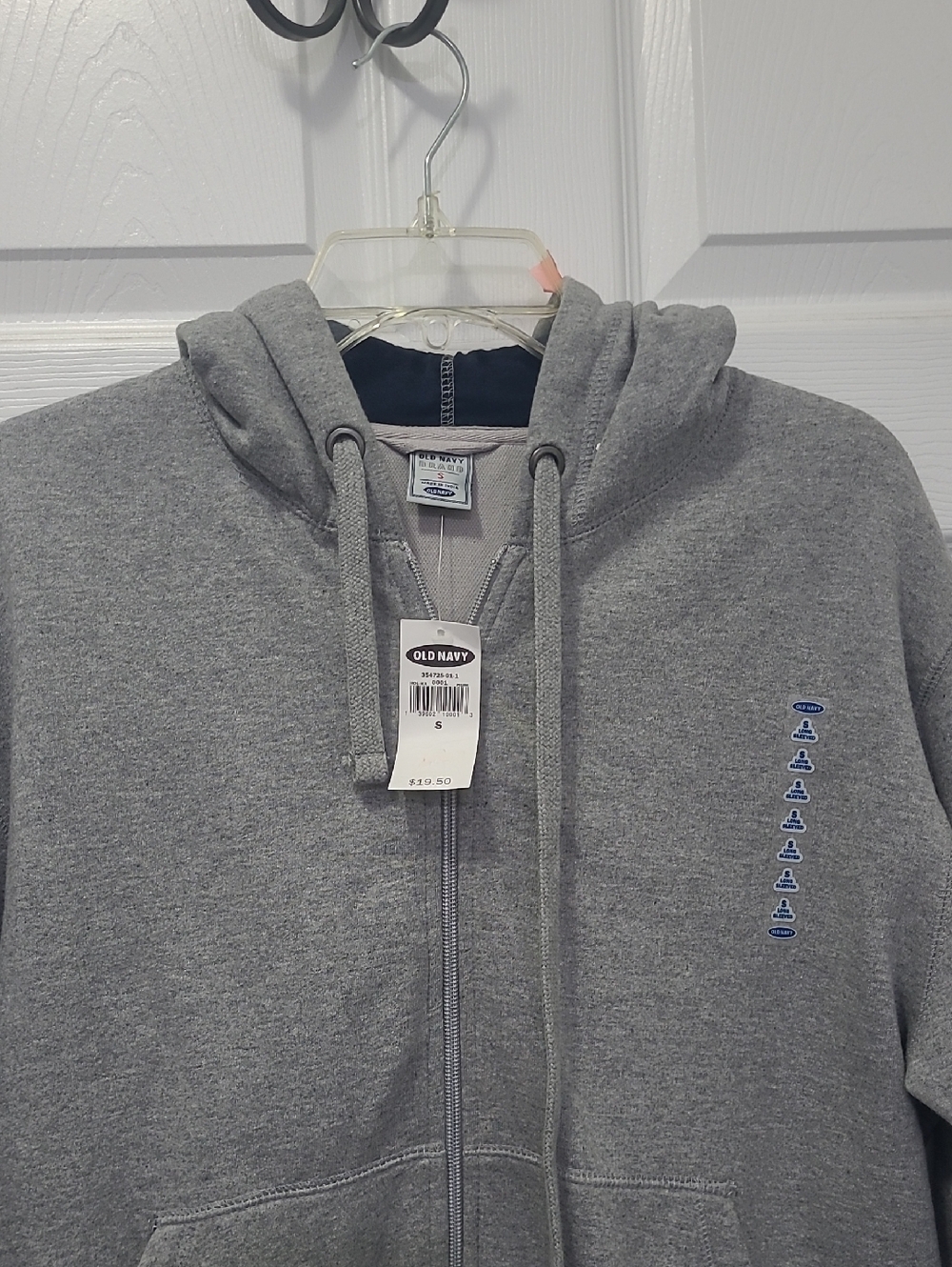 Old Navy Men's Heather Gray Full-Zip Hoodie with Blue Accent